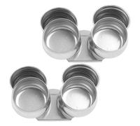 Kichvoe 2 Pezzi Doppia Tazza per Olio da Pittura in Acciaio Inox Argento | Coperchio a Vite e Clip, Design a Bocca Larga, per Artisti e Uscite All'aperto
