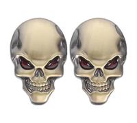 Kichvoe 2 Pezzi Emblema Adesivo e Versatile Auto in Lega di Zinco Oro Teschio Demone per Decorazione Halloween su Auto e Bicicletta