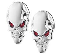 Kichvoe 2 Pezzi Emblema Auto Teschio Demone in Lega di Zinco Argento Installazione Facile per Decorazione Halloween e Accessori Unici per Auto e Bicicletta