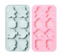 Kichvoe 2 Pezzi Stampo in Silicone per Dolcetti di Halloween Forme di Teschio, Zucca, Fantasma e Mummia, Resistente al Calore e Versatile per Feste e Dolci Fai-da-te