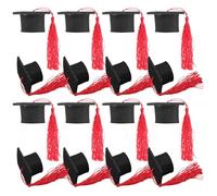 Kichvoe 20 Pezzi Mini Cappello di Laurea Rosso con Nappina in Feltro, Decorazione Raffinata per Feste di Laurea e Back To School Party, per Bomboniere e Artigianato