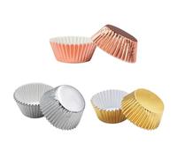 Kichvoe 300PCS Pirottini in Alluminio per Cupcake, per Muffin, Stampi per Torta, Oro Chiaro, Argento, Oro Rosa, 2.75 x 2.75 x 1.18 Pollici