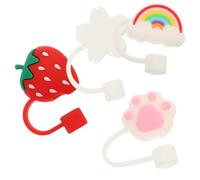 Kichvoe 4 Pezzi Copertura per Cannuccia in Silicone, Tappo per Cannuccia Decorativo, per Bicchiere D’acqua, Uso Esterno, Effetto Sigillante e Anti-schizzo