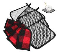 Kichvoe 4pezzi Manicotti per Pentole in Cotone Resistenti al Calore con Tappetini Quadrati Protezione per Piano Cottura Adatti per Pentole Padelle in Ghisa e Accessori da Cucina