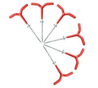 Kichvoe 6 Pezzi Picchetti Tenda per Ghiaccio Metallo e Gomma Rosso per Rifugio Esterno e Ice Fishing Shanty Montaggio del Riparo