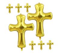 Kichvoe 8 Palloncini a Croce in Alluminio per Battesimo e Shower, Decorazioni Festa, Ornamenti per Compleanno, Accessori Decorativi per Eventi, Colore Oro