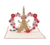 Kichvoe Biglietto d Auguri 3d Torre Eiffel Luci e Musica per Compleanno, Carta Bianca Creativa e Tridimensionale per Festa di Compleanno e Occasioni Speciali