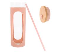 Kichvoe Bottiglia da Bere in Vetro Borosilicato con Coperchio e Cannuccia, 600ml, 1 Set, per Housewarming