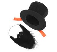 Kichvoe Cappello a Cilindro Nero per Adulti Barba Finta, Leggero e Resistente in Pelle Scamosciata e Tessuto Non Tessuto, per Feste e Spettacoli Natalizi