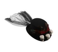 Kichvoe Cappello Steampunk Nero in Feltro con Rete a Teschio e Piume, Leggero e Versatile, Cappello a Cilindro per Feste e Celebrazioni, Costume Halloween Unisex