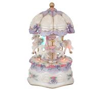 Kichvoe Carillon girevole a forma di giostra per bambini - Decorazione musicale vintage a forma di giostra con 3 cavalli e luci LED colorate che cambiano colore per feste di compleanno e regali di San