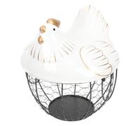 Kichvoe Cestino Design Portatile in Materiale Vetrificato e Ferro Porta Uova con Coperchio, Grande Capacità la Cucina Domestica