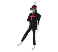 Kichvoe Decorazione Halloween Scheletro Sposo e Sposa in Plastica e Tessuto Nero, Statuetta Leggera e Unica per Addobbi Tavola e Ambienti Interni