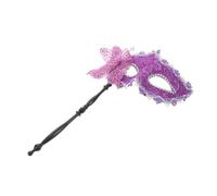 Kichvoe Maschera con Bastoncino Porpora in Plastica Mezza Faccia Farfalla Elegante e Riutilizzabile per Feste di Danza e Eventi Festivi