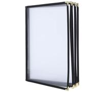 Kichvoe Menu Cover With Plastic Pockets A4, Pvc e Pelle Artificiale, 6 Pagine, Copertina Trasparente Inseribile, per Ristoranti, Bar e Hotel, Menu Display Holder