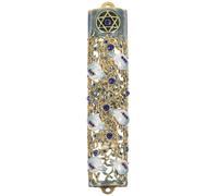Kichvoe Mezuzah per Porta in Lega Robusta con Scrittura Benedicente, Decorazione Ebraica per Ingresso e Muro, Copertina in Metallo con Design Elaborato per Protezione Familiare e Hanukkah