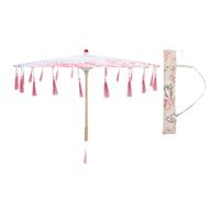 Kichvoe Ombrello Cinese Nappine e Motivo Floreale Rosa, 82 CM, Accessorio per Danza Classica e Performance Teatrali, di Seta