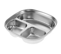 Kichvoe Piatto Diviso In Acciaio Inox Piatto Piano In Metallo Vassoio Per Il Controllo Degli Alimenti A 3 Scomparti Piatto Pranzo Per Il Ristorante Dell'home Office
