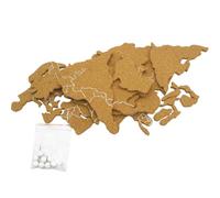 Kichvoe Planisfero da Parete Sughero Autoadesivo Mappa Mondo Creativo in Sughero Marrone per Decorazione Casa e Memo Board Funzionale