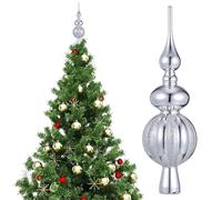 Kichvoe Puntale per Albero di Natale Cima Dell'albero di Natale Sferica Vintage Glitter Plastica Terminali per Albero di Natale Ornamenti per La Superiore Dell'albero Dipinti A Mano