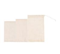 Kichvoe Sacchetto Rete Cotone Coulisse 3 Pezzi per Frutta e Verdura | Beige, Trama Decorativa Delicata, Uso Domestico e Spesa, Capienza Robusta, Salva Spazio