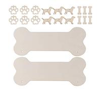 Kichvoe Set 2 Pezzi Decorazioni in Legno Forma Osso Cane con 6 Mini Impronte Zampe e 6 Ossi in Legno con Corda per Artigianato Fai da Te e Decorazioni Parete