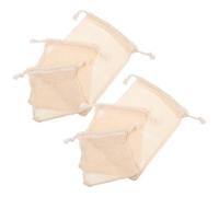 Kichvoe Set 6 Pezzi Sacchetti in Rete di Cotone Beige Coulisse per Organizzare Frutta e Verdura, Lavabili e Riutilizzabili la Conservazione in Cucina