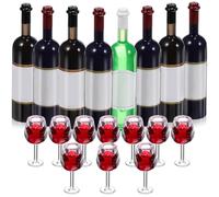 Kichvoe Set di 18 Bicchieri da Vino in Miniatura per Casa Delle Bambole, Bicchieri E Bottiglie di Plastica per Bevande in Miniatura per Decorazioni E Lavori Artigianali per Casa Delle Bambole