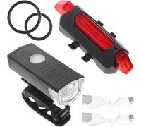 Kichvoe Set Luci Bicicletta LED Anteriore e Posteriore Ricaricabili USB in Plastica per Ciclismo All'aperto Visione a 360 Gradi