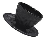 Kichvoe Set Tazza da Tè in Ghisa Piattino Tazza da Tè Vintage in Ferro per Uso Domestico Design Semplice e Superficie Liscia Anti-ruggine per Degustazione e Collezione