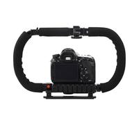 Kichvoe Stabilizzatore Videocamera Professionale Nero 3 Porte Hot Shoe e Supporto 1/4 Pollice per Fotocamere Reflex e Smartphone, Impugnatura Stabile in Plastica e Metallo