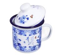 Kichvoe Tazza D'acqua Smaltata 500 Ml con Coperchio, Tazza da Tè Cinese Leggera e Portatile per Casa, Ufficio e Viaggi, Bicchiere Smaltato Pratico e Facile da Pulire