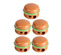 Kichvoe Temperamatite Manuale a Forma di Hamburger in Abs e Metallo, Affilacoltelli Portatile e Divertente per Ufficio e Casa, Set da 5 Pezzi per Scuola