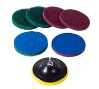 Kichwit - Tamponi abrasivi da trapano per piastrelle, 12,7 cm, 2 diverse rigidità, supporto per tamponi da 12,7 cm, set con 6 tamponi abrasivi per pulire grandi aree piatte (trapano non incluso)