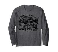 Kick His Ass Seabass | Design divertente per pescatori e Maglia a Manica
