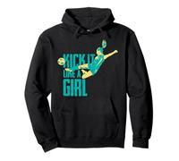 Kick It Like A Girl - Maglietta da Calcio da Donna e Ragazza Felpa con Cappuccio