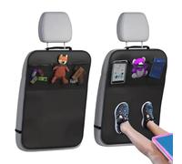 Kick Mats Back Seat Protector, 2 Piece Waterproof Car Seat Back Cover | Storage Organizer, Anti Kick Dirt Protection for SUVs Sedans Trucks, Travel Daily Driving Family Vacation