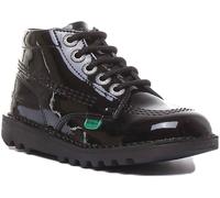 Kickers Kick Hi Junior Pelle Casual Stivali Caviglia Nero Vernice Taglia UK 12 -
