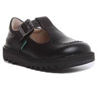 Kickers Kick T I Core T Bar Scarpe In Pelle Per Ragazze A Scuola Nere UK 5 - 12