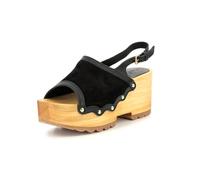 KICKERS Sandali da donna con tacco in legno con zeppa, Nero, 38 EU