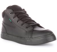 KICKERS Tovni Hi Cinturino Doppio Pizzo Pelle Adolescenti Scarpe Nero UK 3 - 6