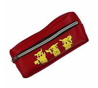 KICKKICK Astuccio per Scuola Poket Monster a 2/3 Scomparti per Bambino Bambina - Portapenne per Matite e Colori per Elementari e Medie con Zip e Velcro (Rosso)