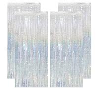 KICNIC 4 Pezzi Tinsel Curtain Argento, 1m x 2,5m