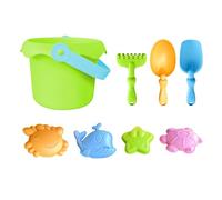 Kid Beach Toys, Lightweight Sand Castle Building Kit, Sandbox Toy Set with Bucket, Molds, and Shovels, Outdoor, School, Kindergarten, Beach, Backyard Play, 9.5x13cm Pink Green