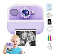 Kid Camera Instant Print, Cute Digital Camera for Girls, 1080P HD Video Recorder, Children’s Video Camcorder, Fun Toy for Christmas and Birthday, Pink/Purple/Lake Blue