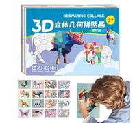 Kid Collage Kit - Interactive Educational Toy, Paper Jigsaw with Learning Benefits, Geometric Collage, Creative Activity, Fun Project for Kid Boys Girls Children Adults Kindergarten Birthday Christmas