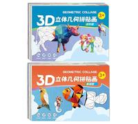 Kid Collage Kit - Interactive Paper Jigsaw Set, Geometric Craft Activity, Creative Learning Toy, Colorful Art Assembly Kit, Educational Design Practice Set Suitable Boys Girls Children Adults Students