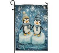 Kid Cool Penguin Front Yard Backyard Juta Giardino Bandiere Verticali Giardino 12x18 Double Face per Esterno, Inverno Cartoon Animal Home Print Bandiera, Snow Strano Divertente Casa Outdoor Pattern