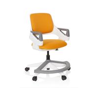 HJH Office 640490 Sedia da Ufficio Girevole per Bambini KID FLEX Tessuto, Sedia da Scrivania con Poggiapiedi, Regolabili in Altezza, Arancione