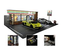 Kidaromo 1:18 Giapponese 7-Eleven Convenience Store Modello, Realistico Scena in Miniatura con USB LED Illuminazione & Quattro Slot Parcheggio, Diecast Car Display Sfondo